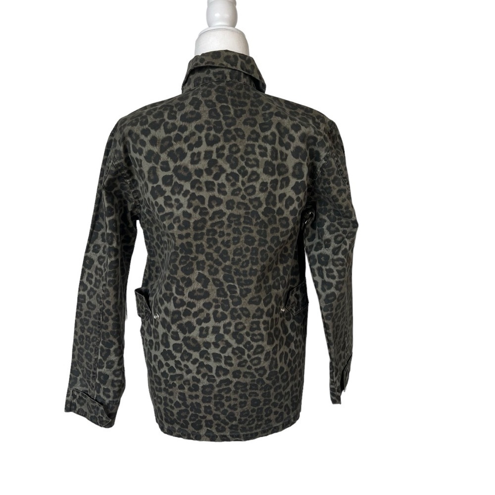 Good American The Camo Schacket Jacket in Sage Leopard ButtonUp Size Small - Picture 4 of 13